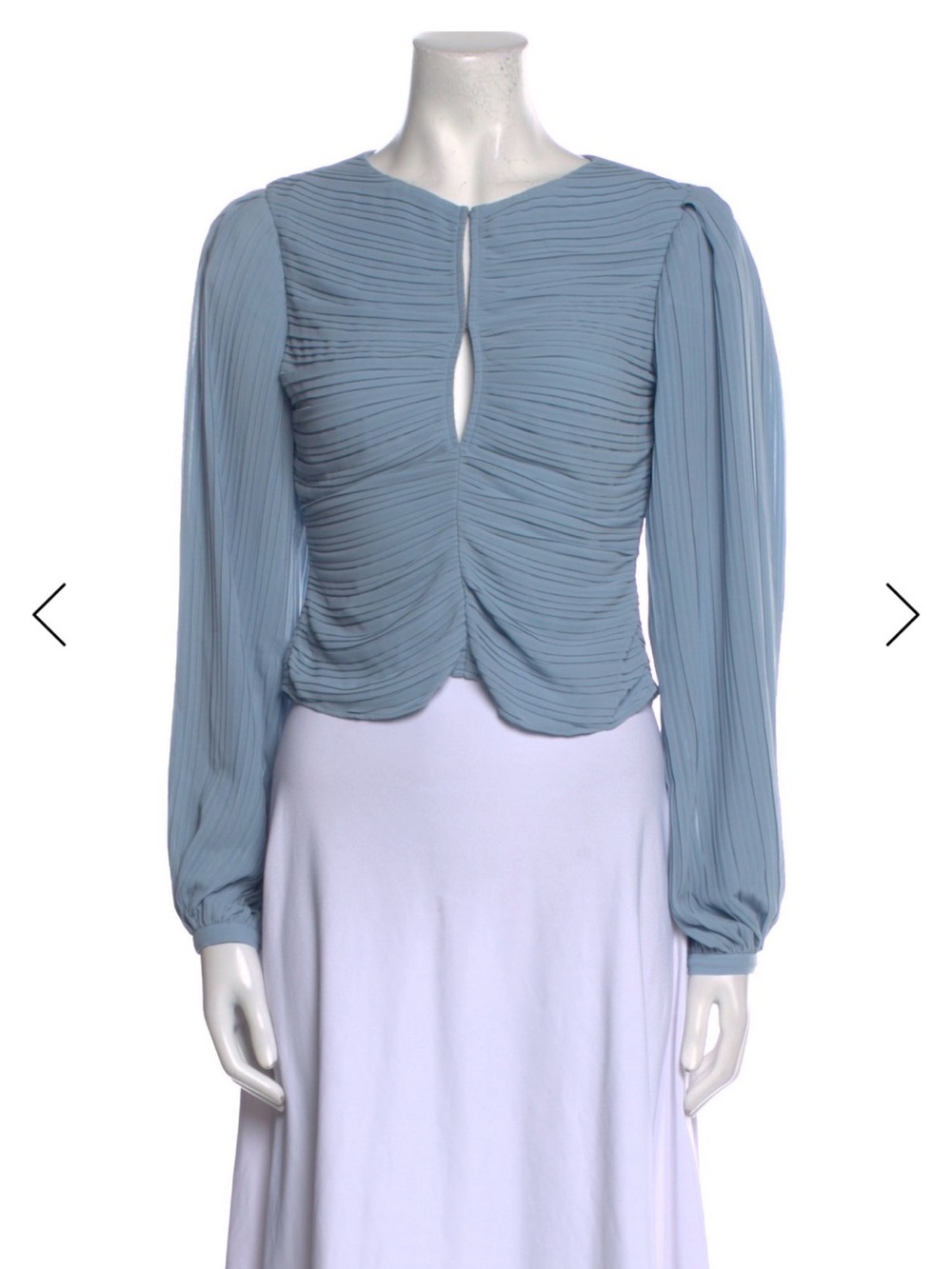 Frame Denim Pleated Keyhole Blouse - Dusty Blue